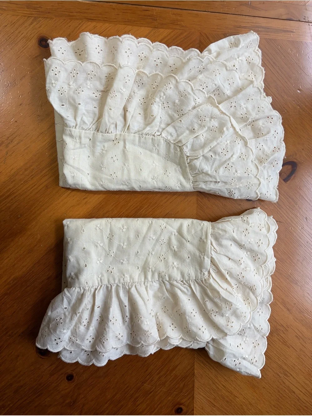 Ruffled Pillowcases, 2 Pieces, 18” x 23” + 3.5” Ruffle . Cream
